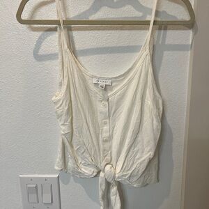 White Button-Down Tie-Front Topshop